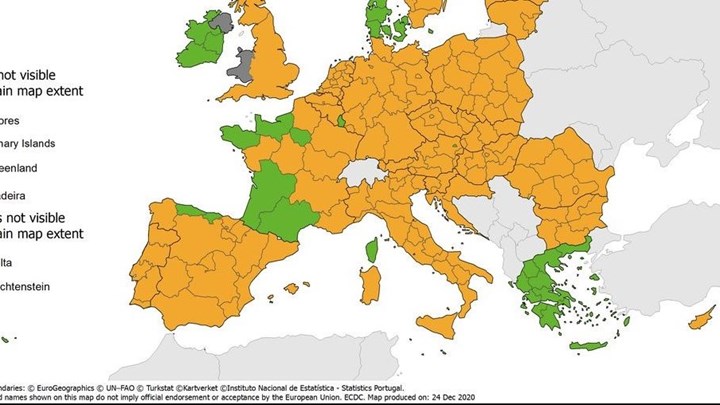 Κορονοϊός: "Πράσινη" η Ελλάδα στον χάρτη θετικότητας του ECDC