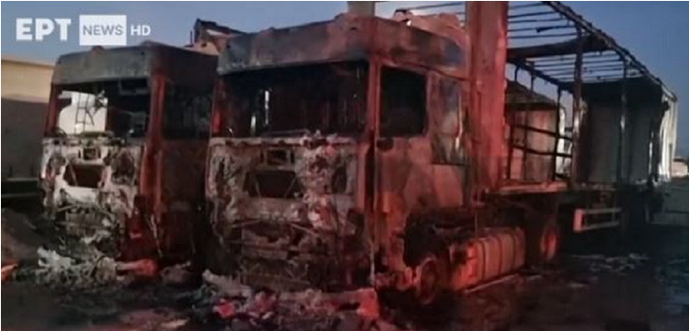 Ασπρόπυργος: Ένοπλοι με καλάσνικοφ έκαψαν φορτηγά σε βενζινάδικο – Ακινητοποίησαν τον φύλακα