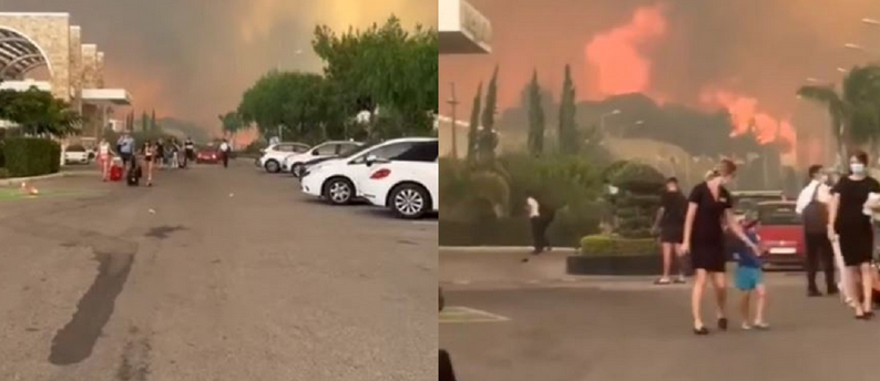 Φωτιά στην Ρόδο: ΒΙΝΤΕΟ που κόβει την ανάσα – Τεράστιες φλόγες περικυκλώνουν ξενοδοχείο