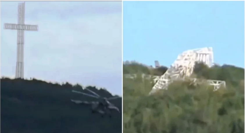 Φρίκη! Οι Αζέροι γκρέμισαν τον σταυρό από το Στεπανακέρτ!
